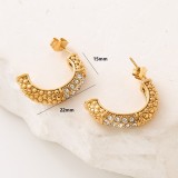 Stainless steel rhinestone pearl earrings