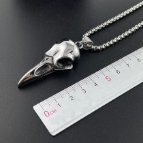 60CM Stainless Steel Gothic Eagle Head Crow Pendant Necklace