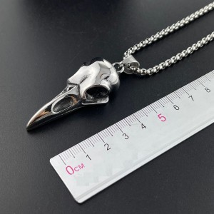 60CM Stainless Steel Gothic Eagle Head Crow Pendant Necklace