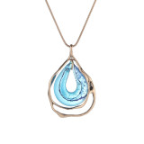 Fashionable and versatile, high-end feeling, hollowed out irregular water drop pendant, long necklace