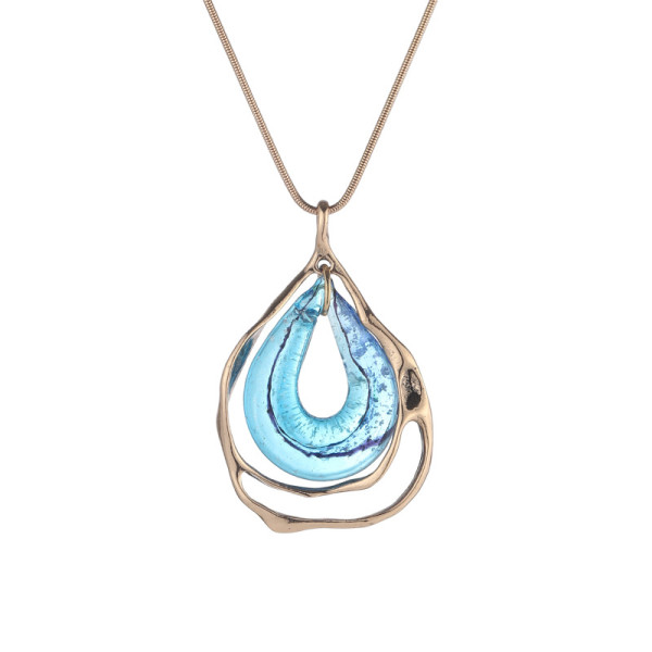 Fashionable and versatile, high-end feeling, hollowed out irregular water drop pendant, long necklace