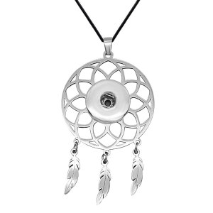 Stainless Steel  Dreamcatche Leather Chain Necklace fit 20MM chunks snaps jewelry