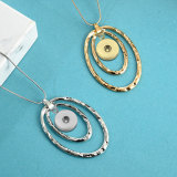 Double layered circular pendant necklace fit 20MM Snaps button jewelry wholesale