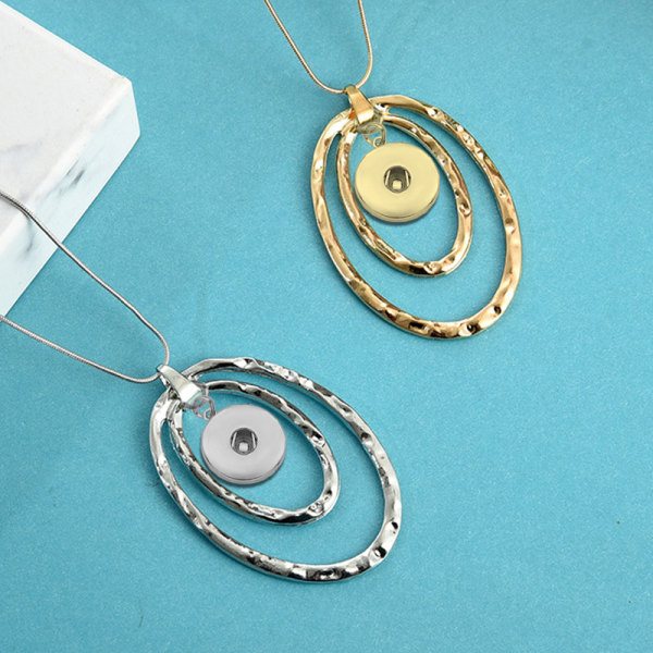 Double layered circular pendant necklace fit 20MM Snaps button jewelry wholesale