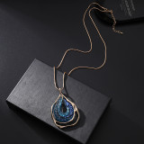Fashionable and versatile, high-end feeling, hollowed out irregular water drop pendant, long necklace