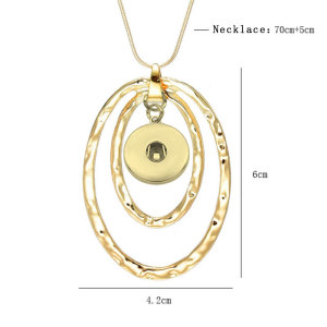 Double layered circular pendant necklace fit 20MM Snaps button jewelry wholesale