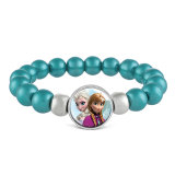 1 buttons With Frozen fairy tale princess glass buckle  beads Elasticity  bracelet fit18&20MM  snaps jewelry