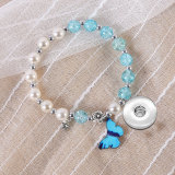 Crystal Butterfly Starfish Beaded Elastic Bracelet fit  20MM Snaps button  wholesale