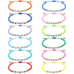 Valentine's Day Acrylic Love Bracelet Bohemian Style Wax Thread Woven Handrope