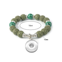 Colored volcanic stone natural stone beaded elastic bracelet fit  20MM Snaps button  wholesale