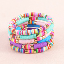 Colorful Soft Pottery Beaded Hand Strap Bohemian Gold Bracelet Set