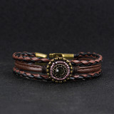Handwoven multi-layer diamond bracelet leather bracelet