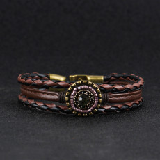 Handwoven multi-layer diamond bracelet leather bracelet