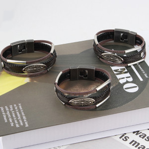 Cross multi-layer creative hand woven leather bracelet
