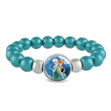 1 buttons With Frozen fairy tale princess glass buckle  beads Elasticity  bracelet fit18&20MM  snaps jewelry