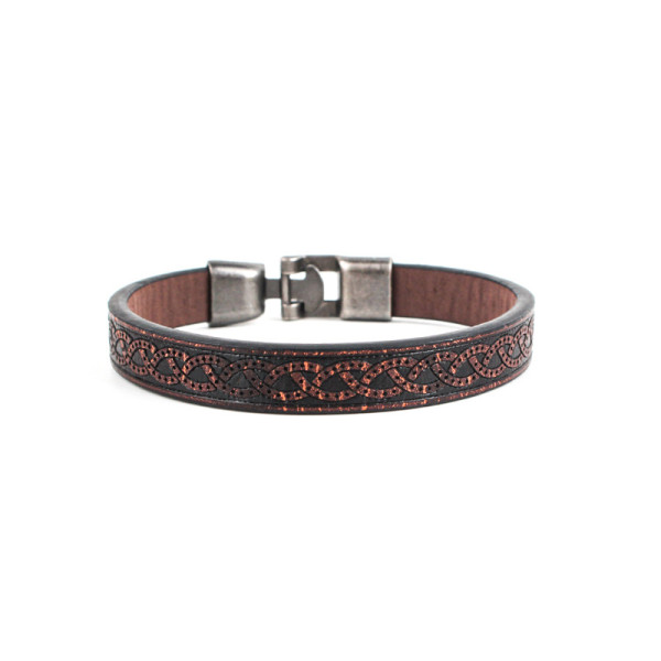 Minimalist patterned leather bracelet