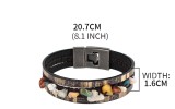 Irregular natural stone hand woven multi-layer leather bracelet