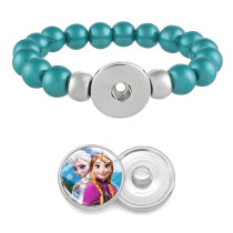 1 buttons With Frozen fairy tale princess glass buckle  beads Elasticity  bracelet fit18&20MM  snaps jewelry