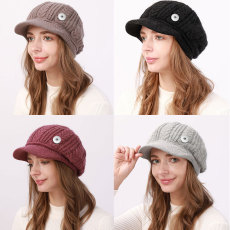 Autumn and Winter Knitted Duck Tongue Hat Fashion and Warm Versatile Beret fit 20MM Snaps button jewelry wholesale