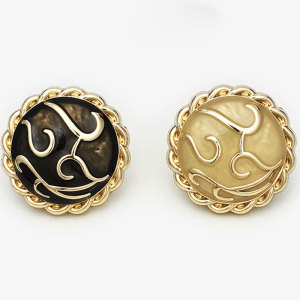 22MM Dropping Oil Circular Button Wave Edge Auspicious Cloud Metal  snap button charms
