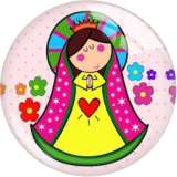 20MM Cartoon girl  Russian dolls  Print glass snap button charms