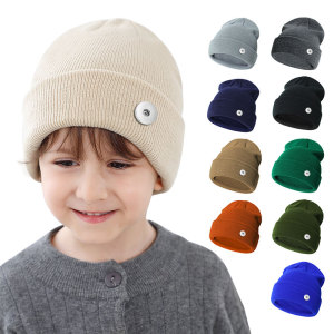 Children's Hat Knitted Hat Pullover Hat Male and Female Baby Hat Size M (2-6 Years Old) fit 20MM Snaps button jewelry wholesale