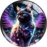 20MM Cat  pattern Print glass snap button charms