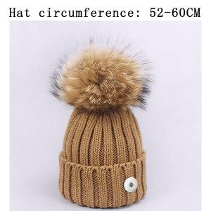 Knitted hat, wool ball, warm autumn and winter wool hat fit 20MM Snaps button jewelry wholesale