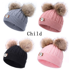 Winter Children's Plunger Ball Baby Knitted Hat Warm Hat fit 20MM Snaps button jewelry wholesale