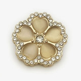 22MM Flower with diamond Metal  snap button charms