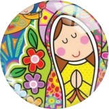 20MM Cartoon girl  Russian dolls  Print glass snap button charms