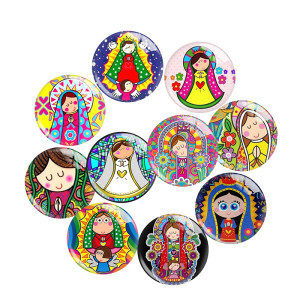20MM Cartoon girl  Russian dolls  Print glass snap button charms