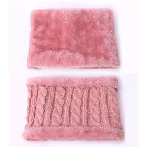 Winter Children's Neck Hat Two Piece Set Plush Ball Baby Knitted Hat Warm Wool Plush Thickened Neck Cover fit 20MM Snaps button jewelry wholesale