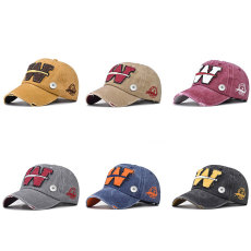 Cotton Washed Old W Letter Baseball Hat Men's and Women's Outdoor Four Seasons Duck Tongue Hat fit 18mm Snaps button jewelry wholesale