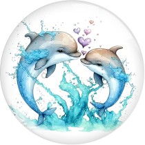 20MM Pretty dolphin Print glass snap button charms