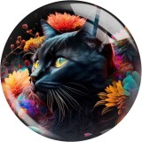 20MM Cat  pattern Print glass snap button charms