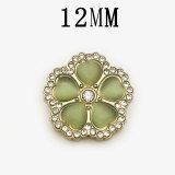 12MM Flower with diamond Metal  snap button charms