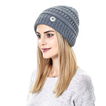 Protective hairstyle, silky and smooth, elastic satin knitted hat, loose and warm wool hat fit 20MM Snaps button jewelry wholesale