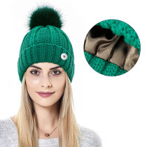 Protective hairstyle, silky and smooth, elastic satin knitted hat, loose and warm wool hat fit 20MM Snaps button jewelry wholesale