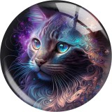 20MM Cat  pattern Print glass snap button charms