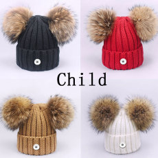 Winter Children's Plunger Ball Baby Knitted Hat Warm Hat fit 20MM Snaps button jewelry wholesale