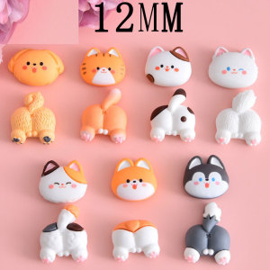 12MM Cartoon Cat Dog Head and Butt resin snap button charms