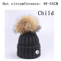 Winter Children's Plunger Ball Baby Knitted Hat Warm Hat fit 20MM Snaps button jewelry wholesale