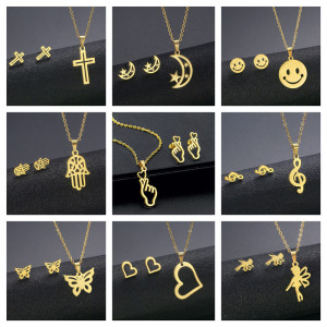 Stainless steel earring necklace set