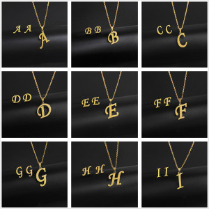 26 letters Stainless steel earring necklace set