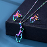 Stainless steel earring necklace set