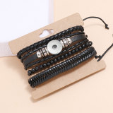 Simple retro woven personalized leather bracelet fit 20mm snaps  jewelry