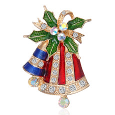 Bell brooch Christmas alloy rhinestone corsage