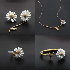 Little Daisy Open Ring Earrings Necklace Bracelet