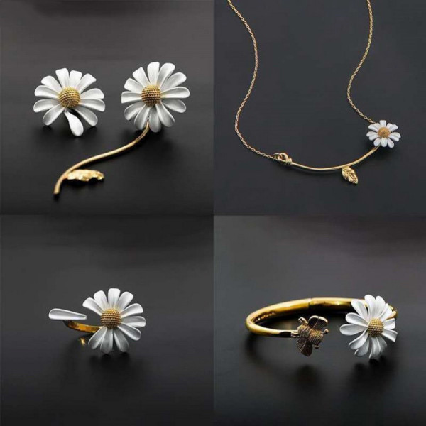 Little Daisy Open Ring Earrings Necklace Bracelet